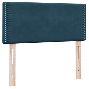 Κρεβάτι Boxspring με Στρώμα Σκούρο Μπλε 100x210 εκ. Βελούδινο - Pakobazaar