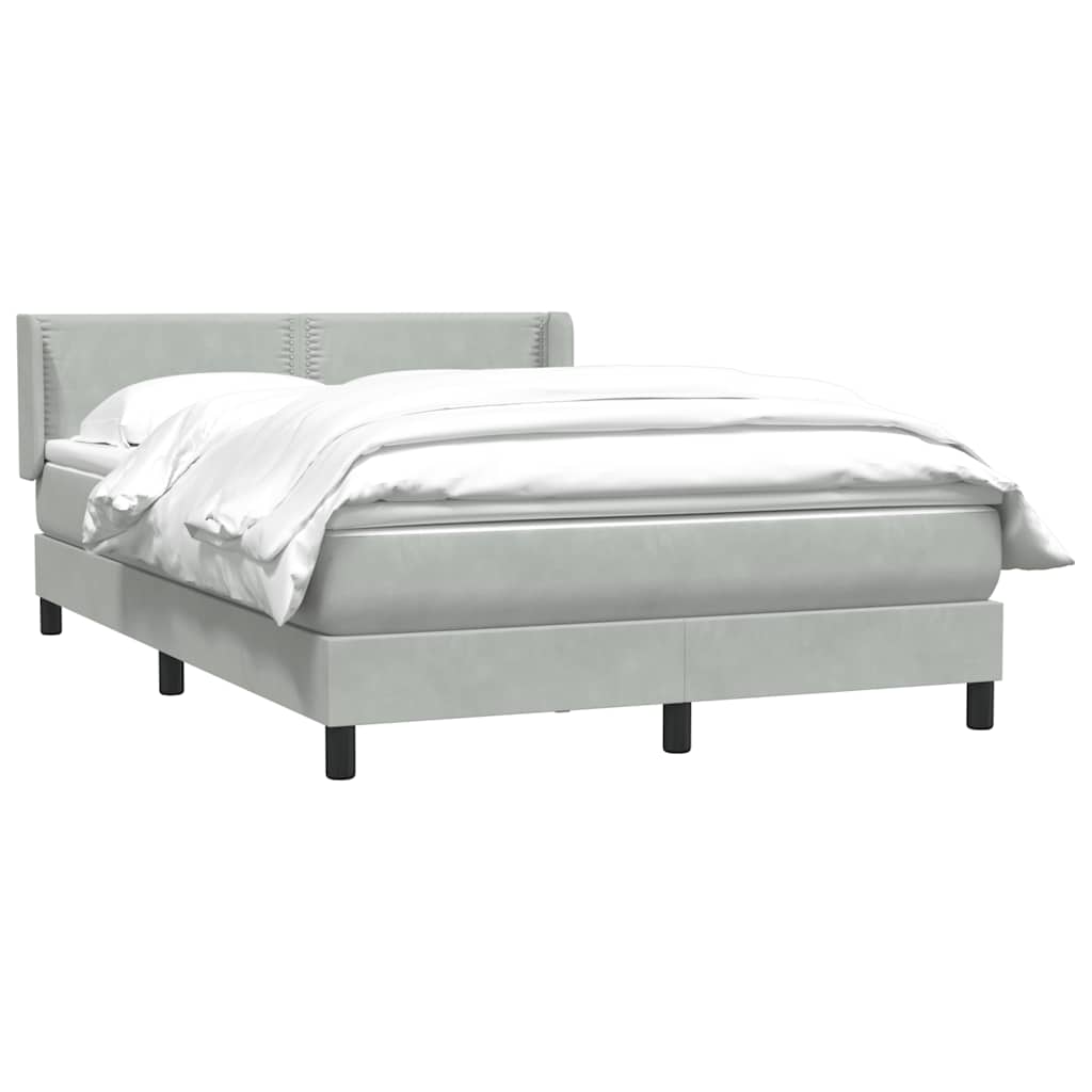 Κρεβάτι Boxspring με Στρώμα Ανοιχτό Γκρι 140x210 εκ. Βελούδινο - Pakobazaar