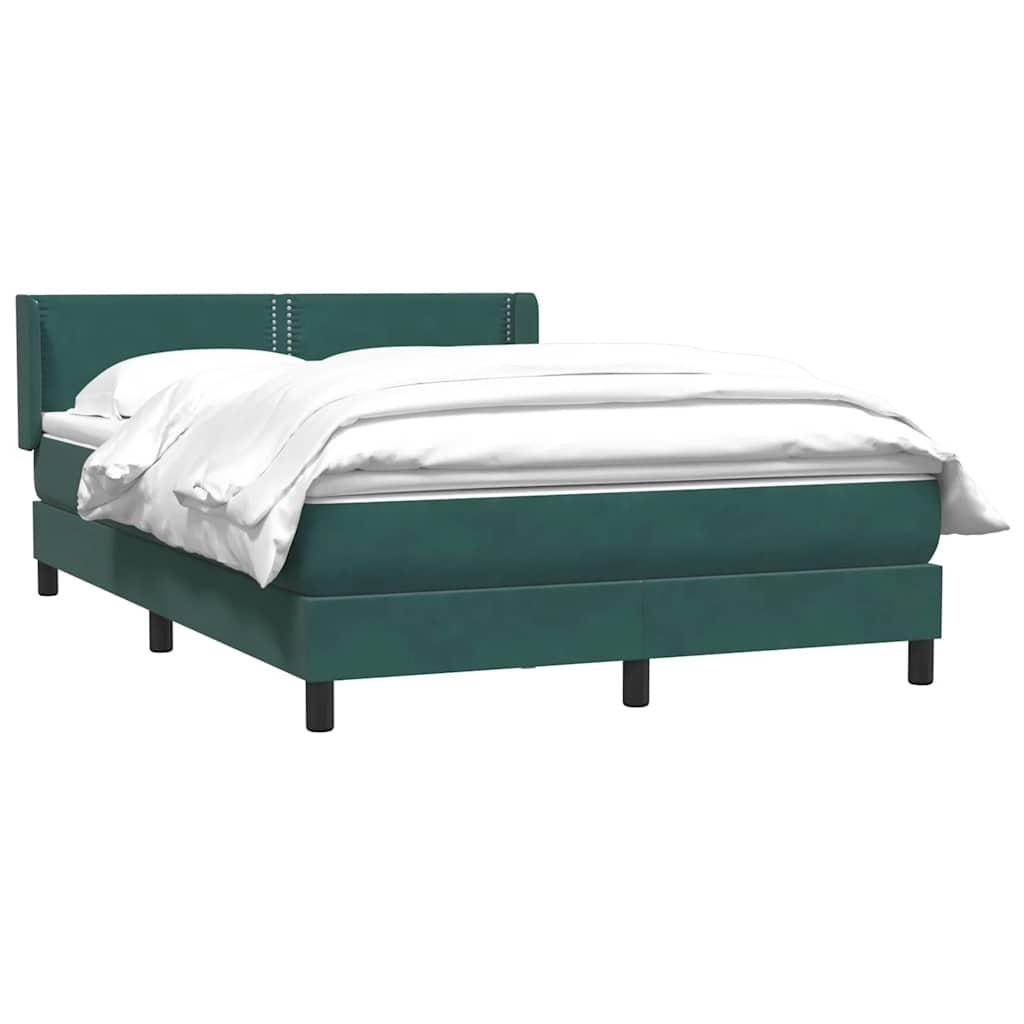 Κρεβάτι Boxspring με Στρώμα Σκούρο Πράσινο 140x210εκ. Βελούδινο - Pakobazaar