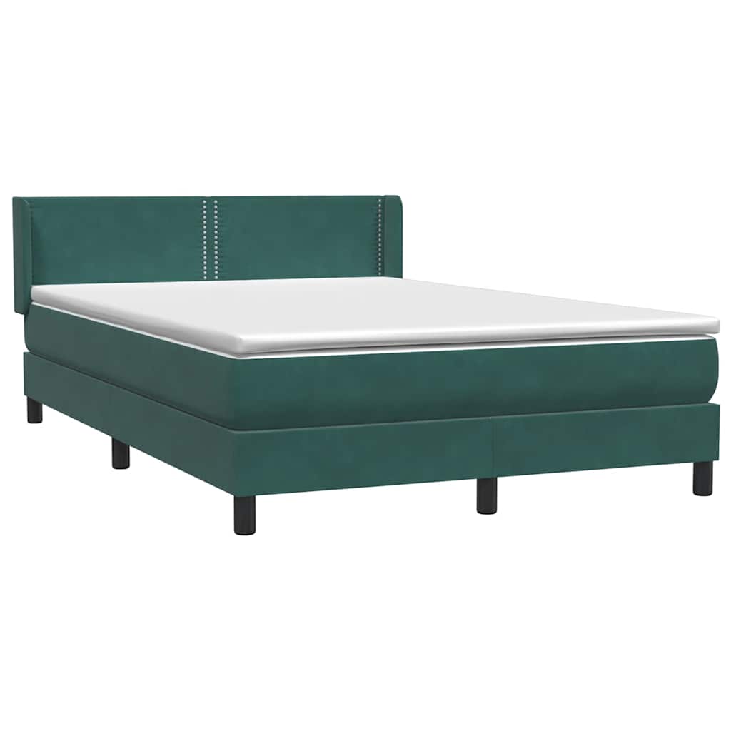 Κρεβάτι Boxspring με Στρώμα Σκούρο Πράσινο 140x210εκ. Βελούδινο - Pakobazaar