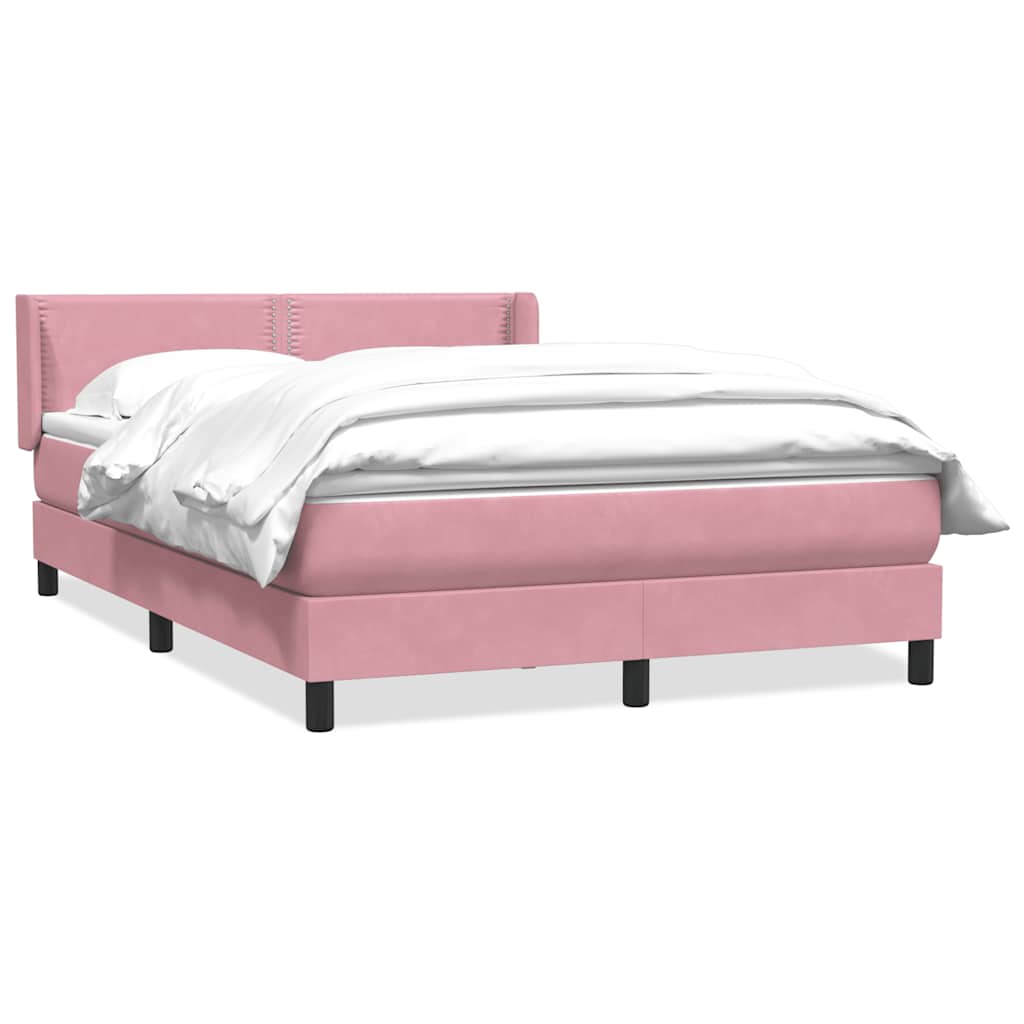 Κρεβάτι Boxspring με Στρώμα Ροζ 140x210 εκ. Βελούδινο - Pakobazaar