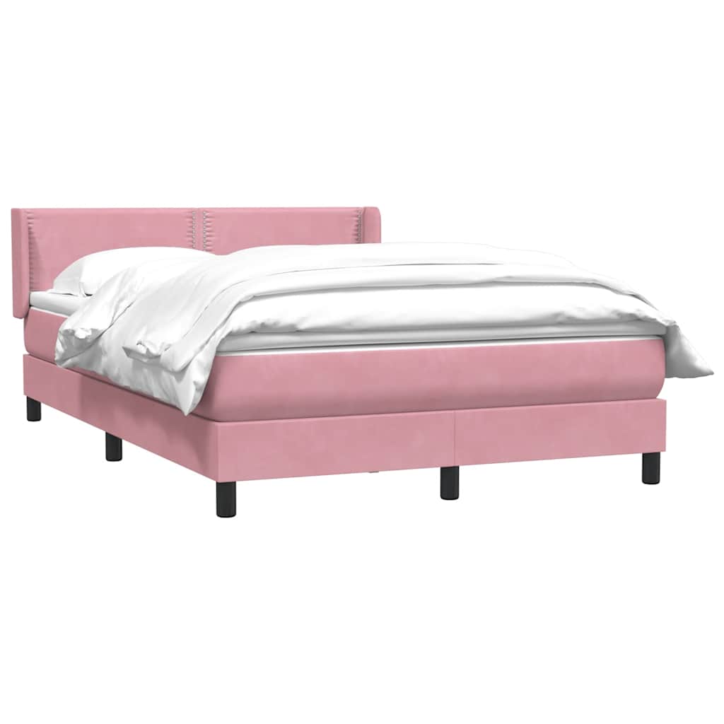 Κρεβάτι Boxspring με Στρώμα Ροζ 140x210 εκ. Βελούδινο - Pakobazaar