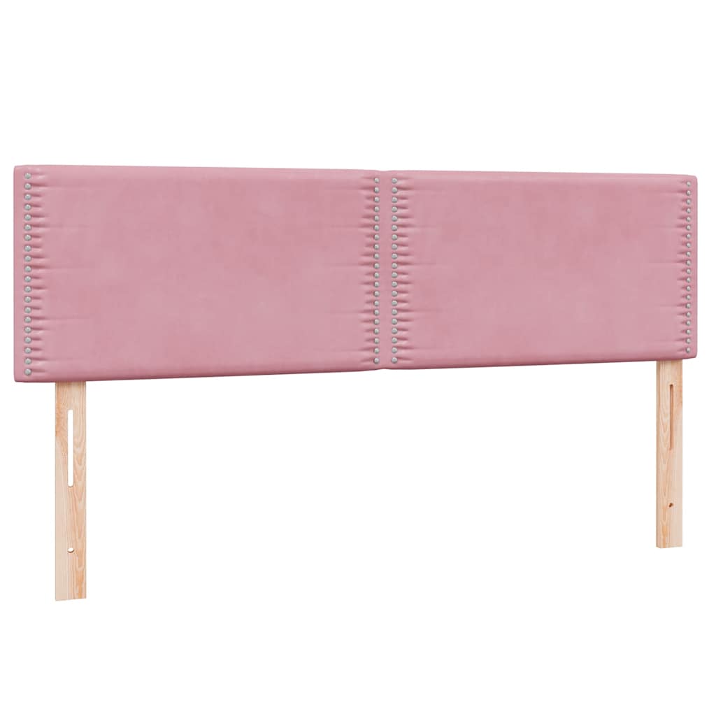 Κρεβάτι Boxspring με Στρώμα Ροζ 140x210 εκ. Βελούδινο - Pakobazaar