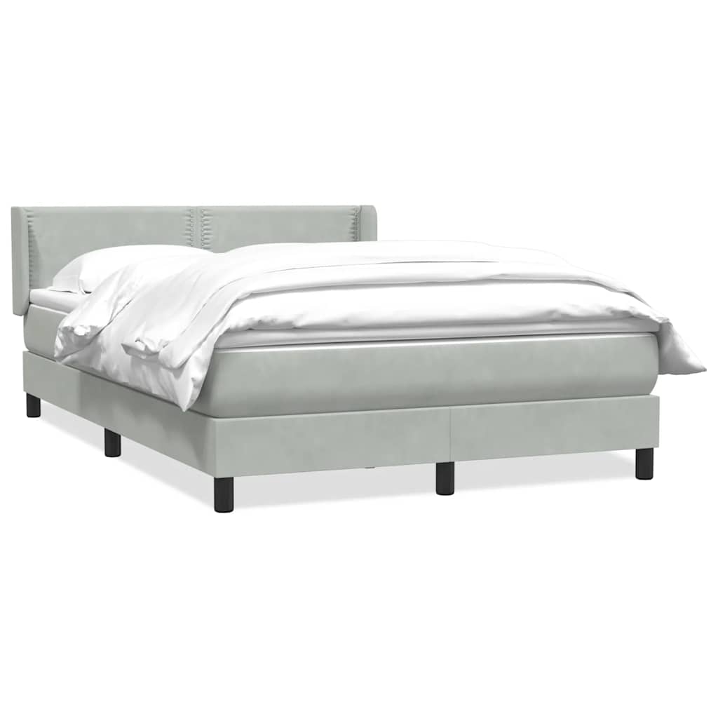 Κρεβάτι Boxspring με Στρώμα Ανοιχτό Γκρι 160x210 εκ. Βελούδινο