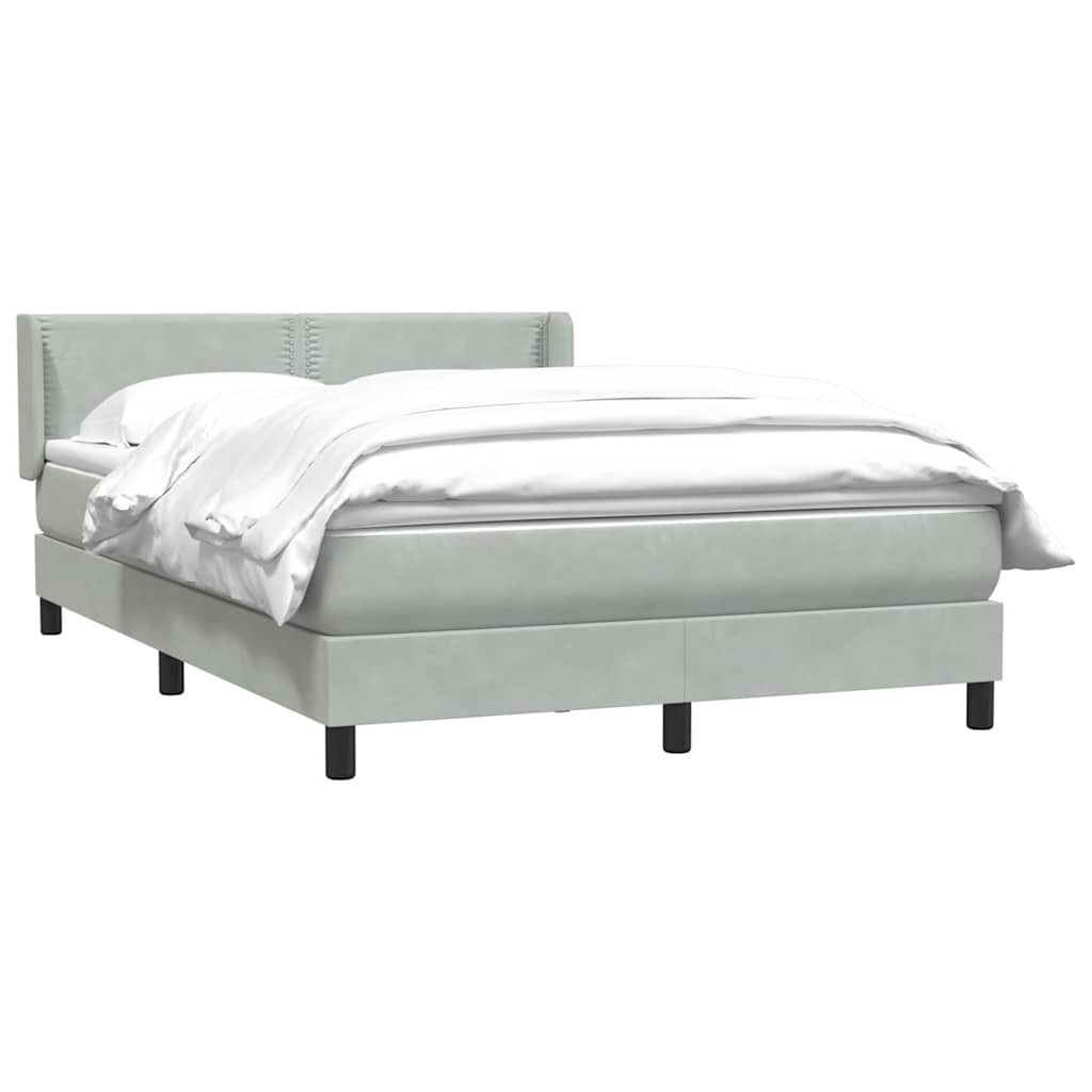 Κρεβάτι Boxspring με Στρώμα Ανοιχτό Γκρι 160x210 εκ. Βελούδινο