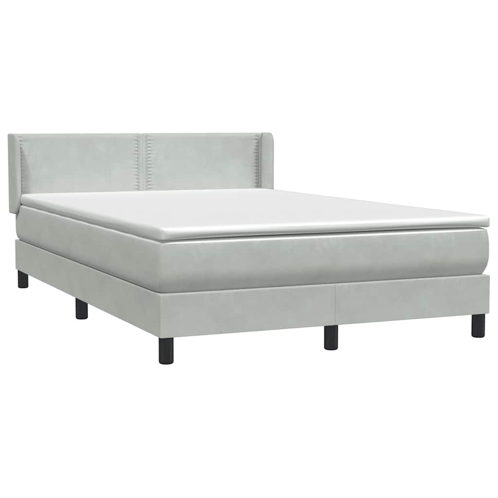 Κρεβάτι Boxspring με Στρώμα Ανοιχτό Γκρι 160x210 εκ. Βελούδινο