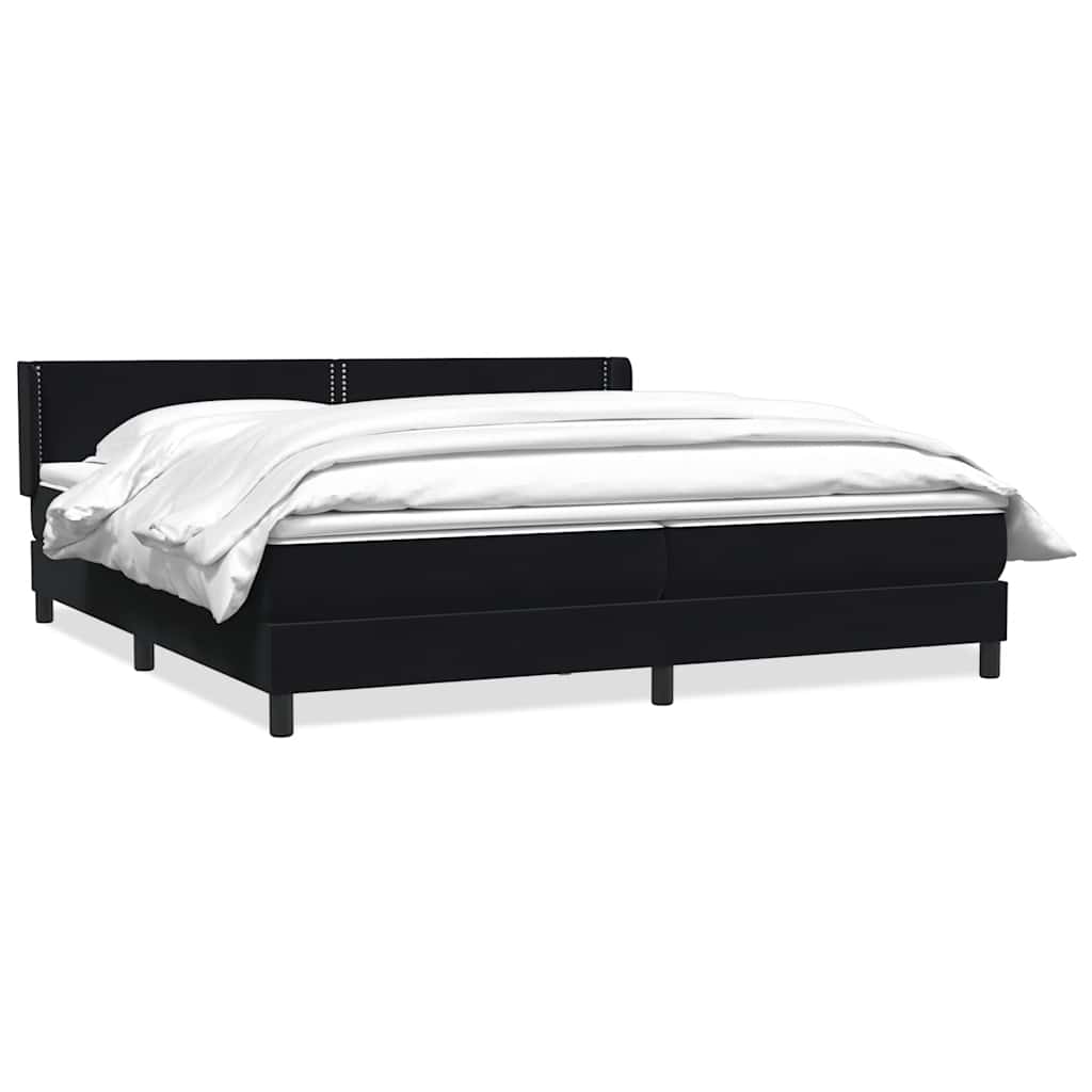 Κρεβάτι Boxspring με Στρώμα Μαύρο 180x210 εκ. Βελούδινο