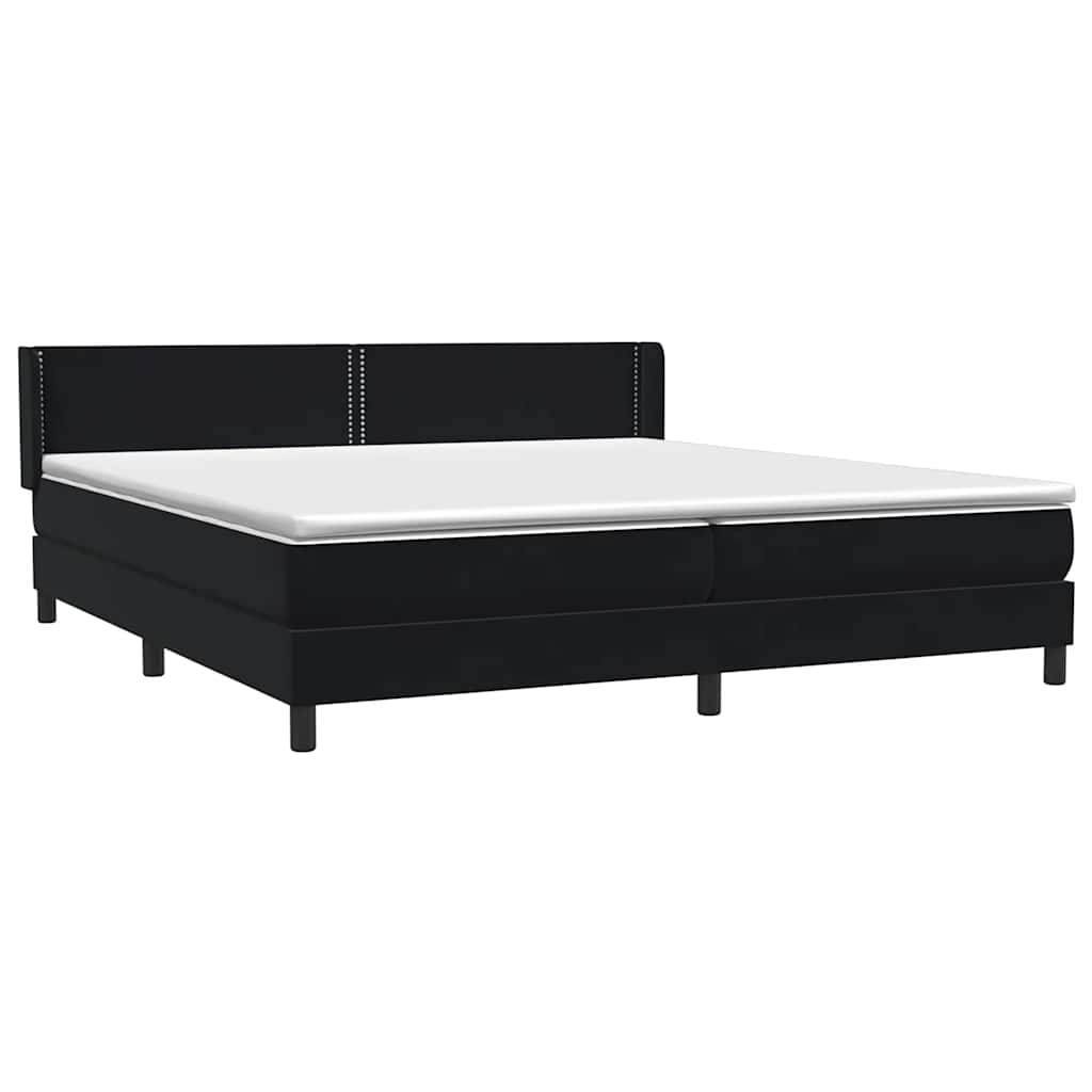Κρεβάτι Boxspring με Στρώμα Μαύρο 180x210 εκ. Βελούδινο