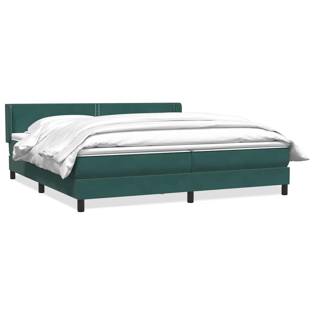 Κρεβάτι Boxspring με Στρώμα Σκούρο Πράσινο 180x210εκ. Βελούδινο