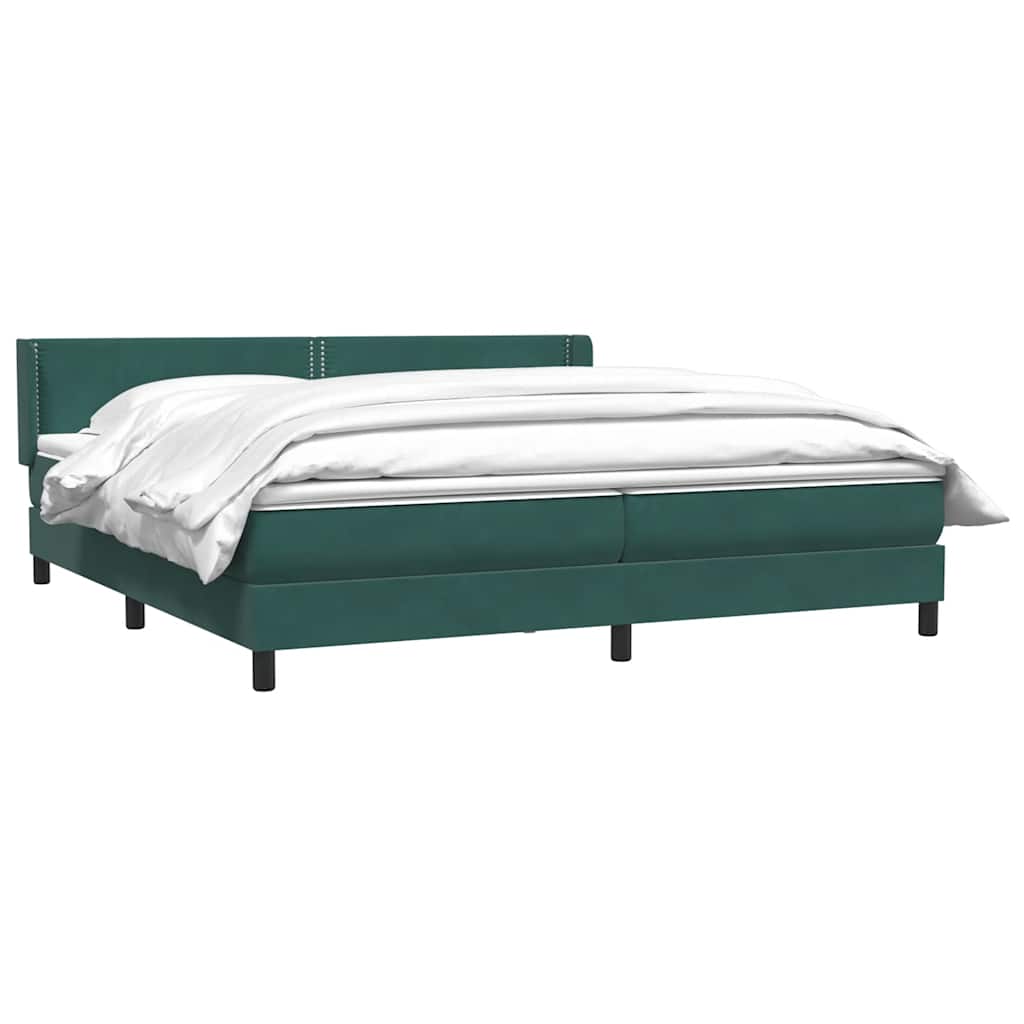 Κρεβάτι Boxspring με Στρώμα Σκούρο Πράσινο 180x210εκ. Βελούδινο - Pakobazaar