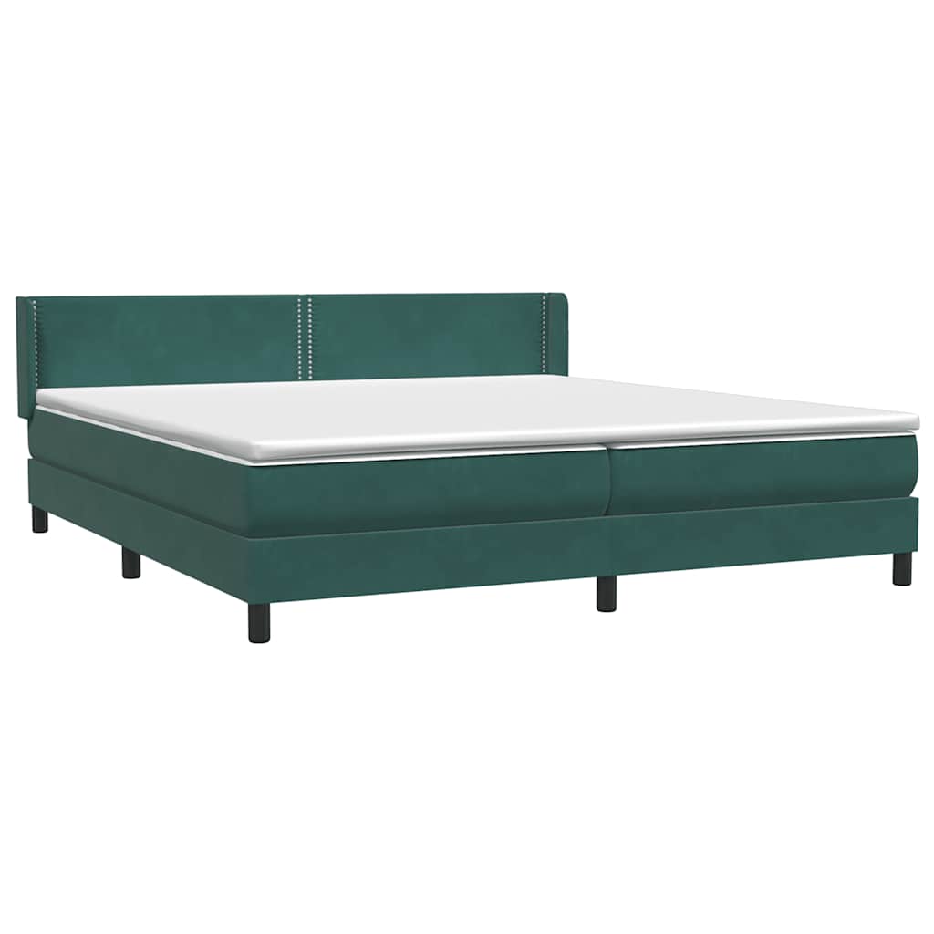 Κρεβάτι Boxspring με Στρώμα Σκούρο Πράσινο 180x210εκ. Βελούδινο - Pakobazaar