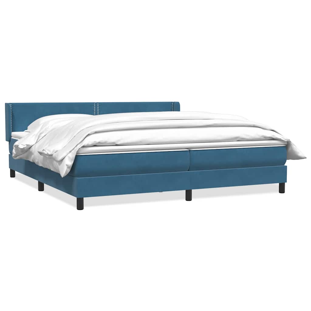 Κρεβάτι Boxspring με Στρώμα Σκούρο Μπλε 180x210 εκ. Βελούδινο - Pakobazaar