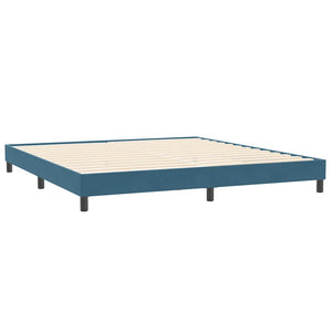 Κρεβάτι Boxspring με Στρώμα Σκούρο Μπλε 180x210 εκ. Βελούδινο - Pakobazaar