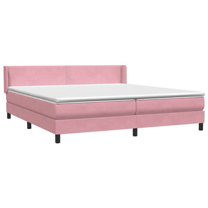 Κρεβάτι Boxspring με Στρώμα Ροζ 180x210 εκ. Βελούδινο