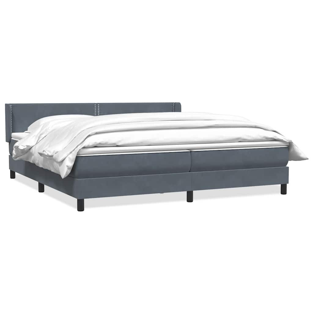 Κρεβάτι Boxspring με Στρώμα Σκούρο Γκρι 200x210 εκ. Βελούδινο - Pakobazaar