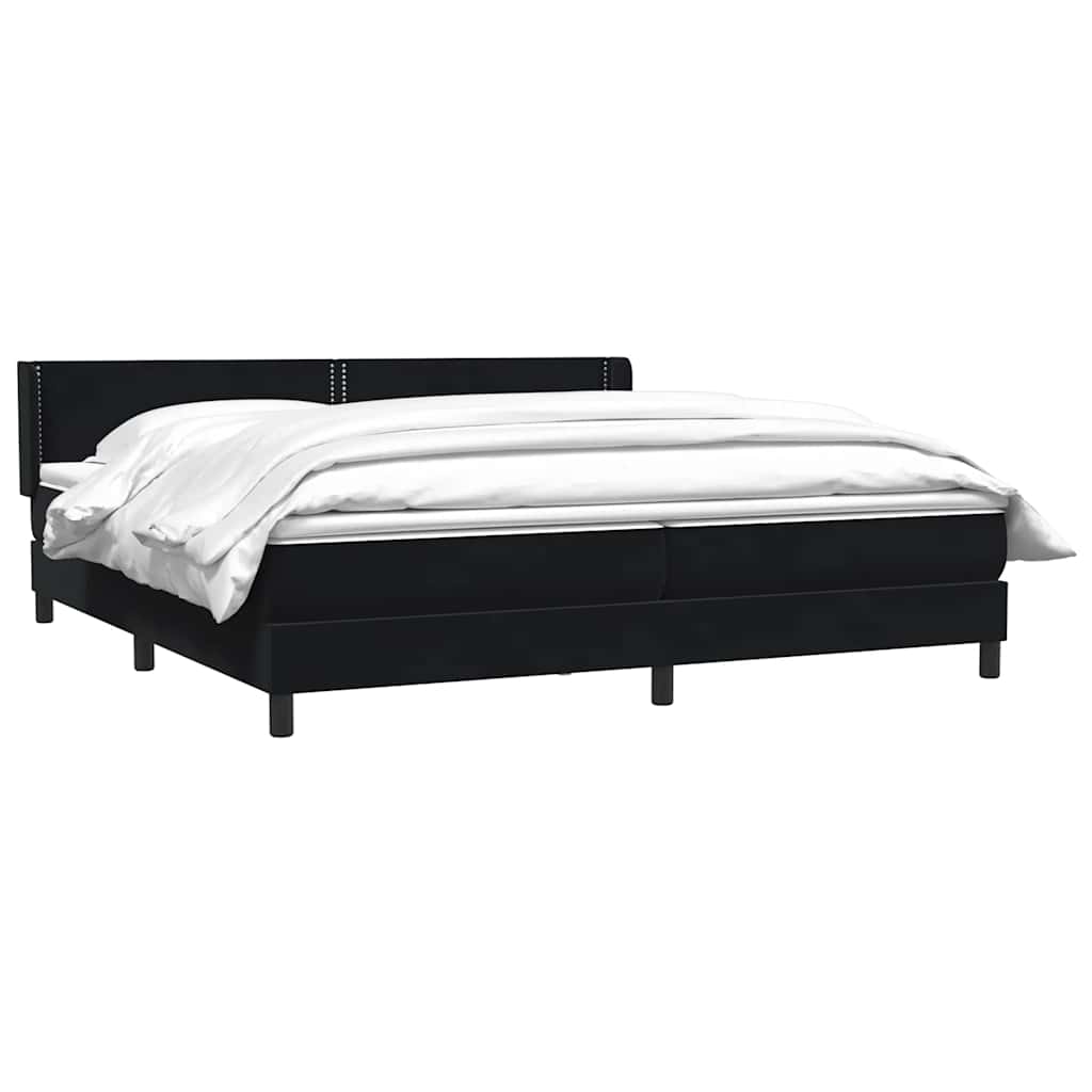 Κρεβάτι Boxspring με Στρώμα Μαύρο 200x210 εκ. Βελούδινο - Pakobazaar