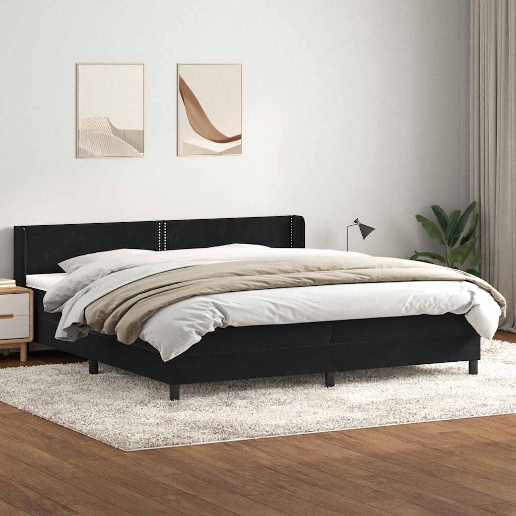 Κρεβάτι Boxspring με Στρώμα Μαύρο 200x210 εκ. Βελούδινο - Pakobazaar