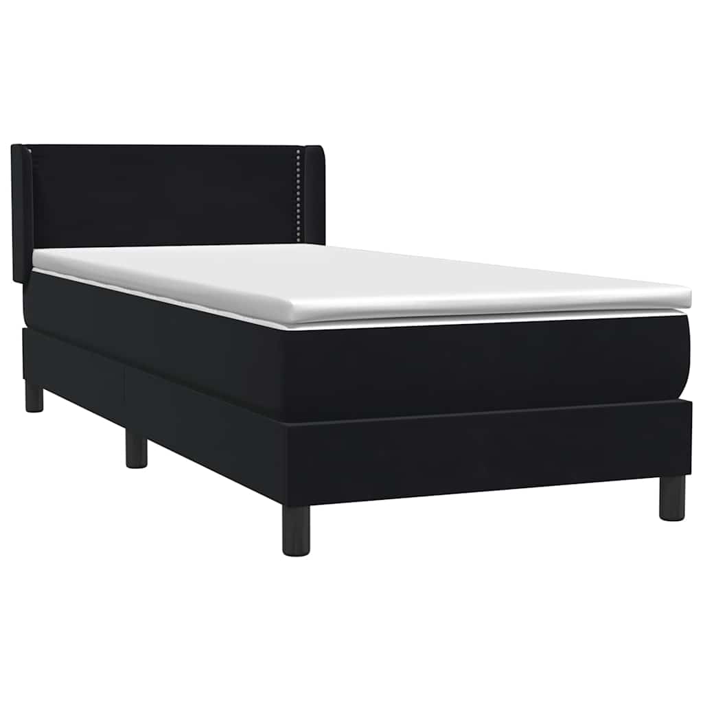 Κρεβάτι Boxspring με Στρώμα Μαύρο 80x220 εκ. Βελούδινο