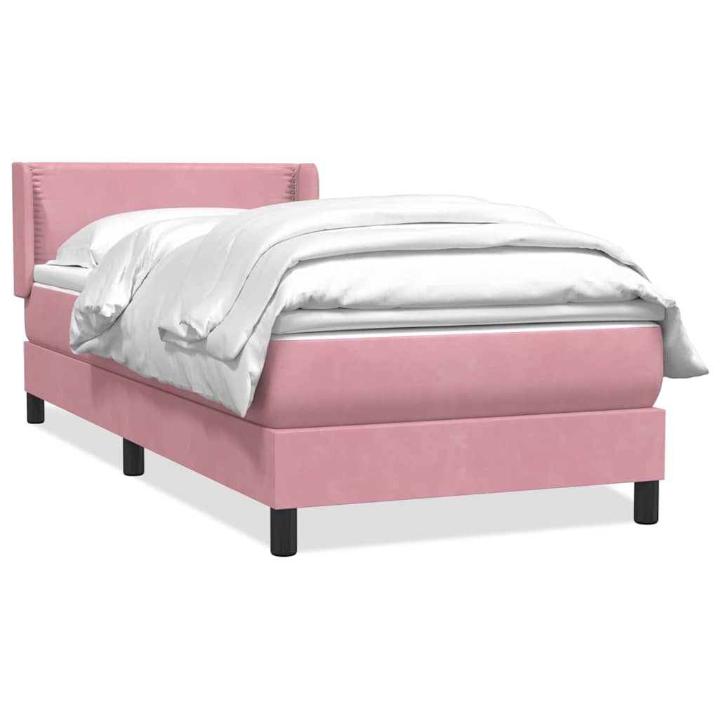 Κρεβάτι Boxspring με Στρώμα Ροζ 80x220 εκ. Βελούδινο