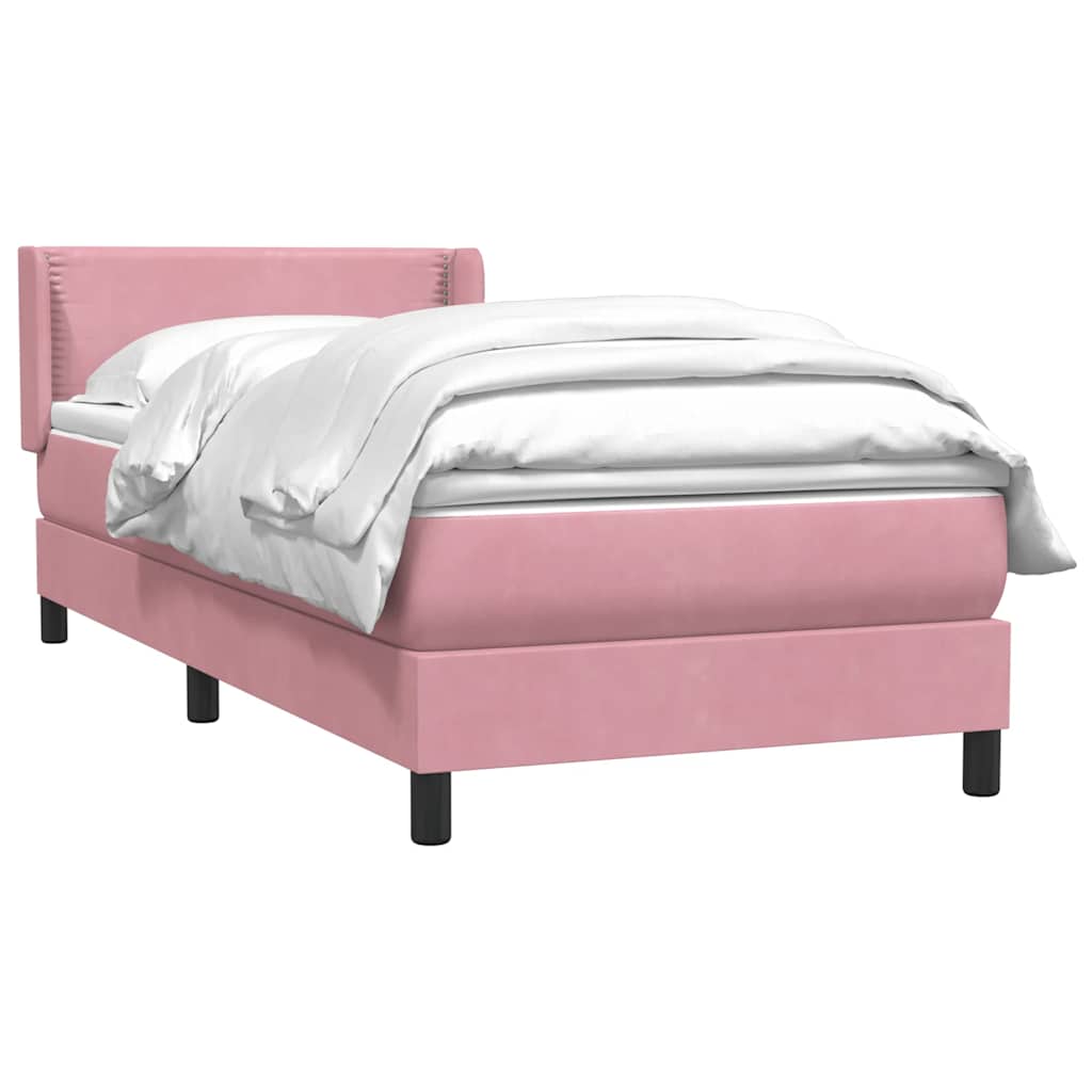 Κρεβάτι Boxspring με Στρώμα Ροζ 80x220 εκ. Βελούδινο