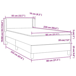 Κρεβάτι Boxspring με Στρώμα Ροζ 80x220 εκ. Βελούδινο