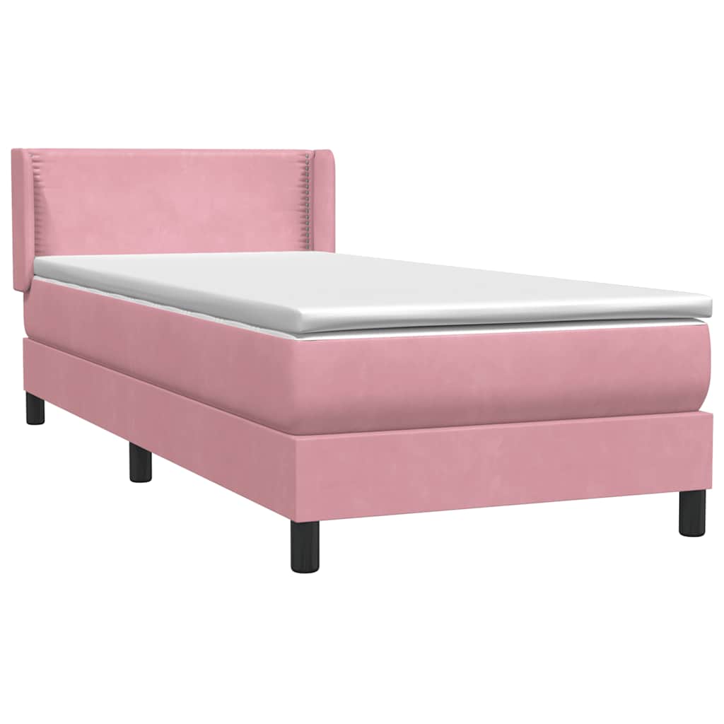 Κρεβάτι Boxspring με Στρώμα Ροζ 80x220 εκ. Βελούδινο