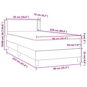 Κρεβάτι Boxspring με Στρώμα Σκούρο Μπλε 90x220 εκ. Βελούδινο