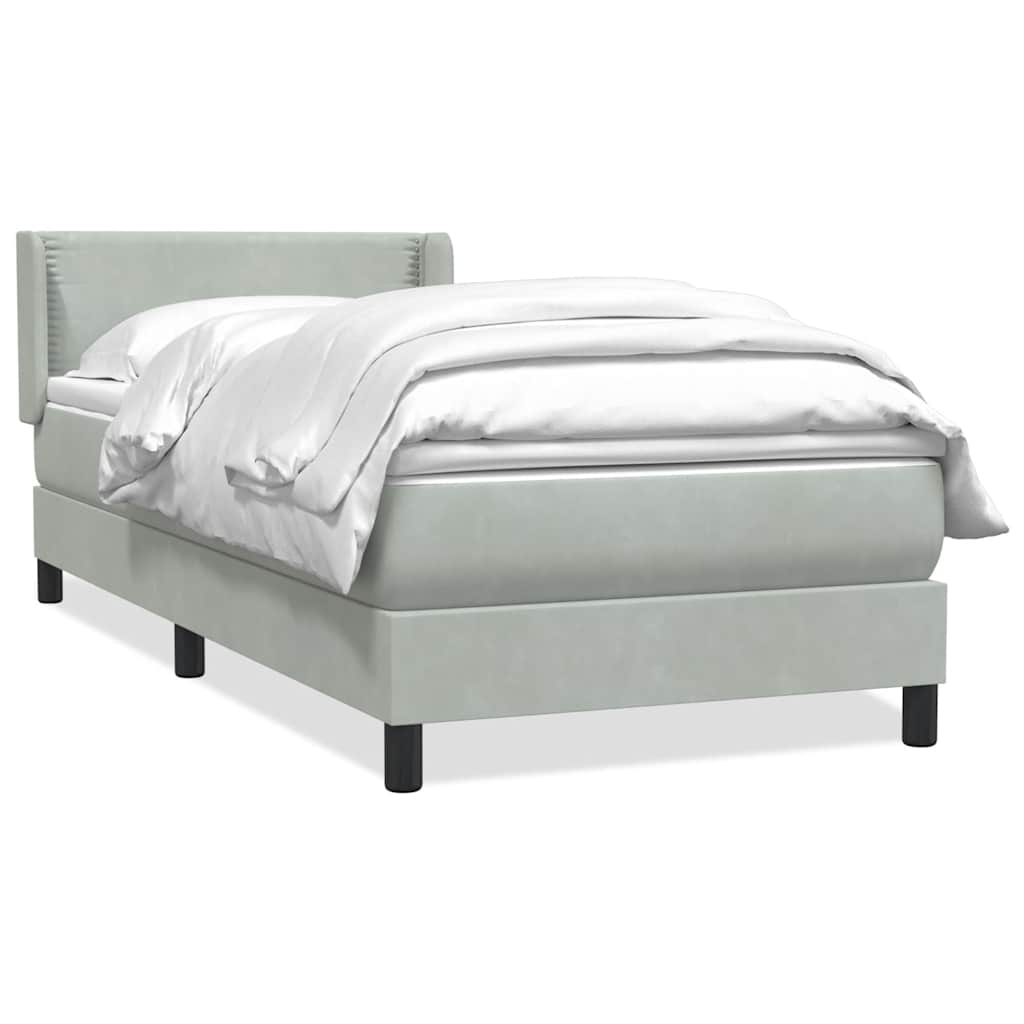 Box Spring κρεβάτι με στρώμα ανοιχτό γκρι 100x220 εκ. Βελούδινο - Pakobazaar