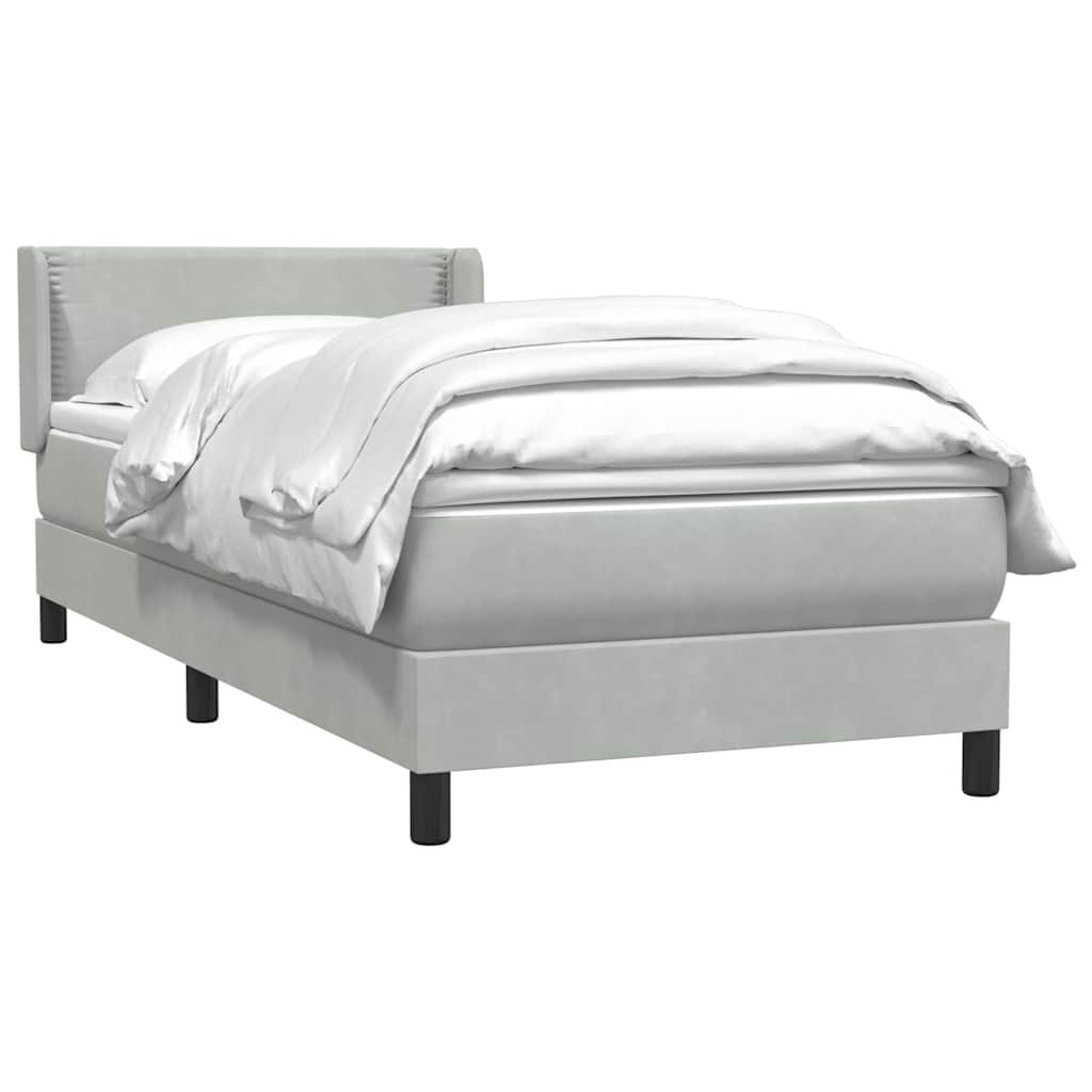 Box Spring κρεβάτι με στρώμα ανοιχτό γκρι 100x220 εκ. Βελούδινο - Pakobazaar