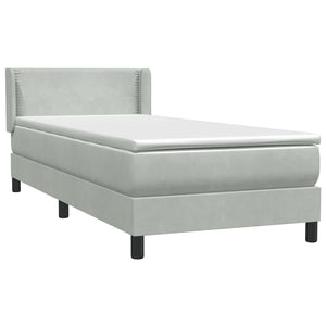 Box Spring κρεβάτι με στρώμα ανοιχτό γκρι 100x220 εκ. Βελούδινο - Pakobazaar