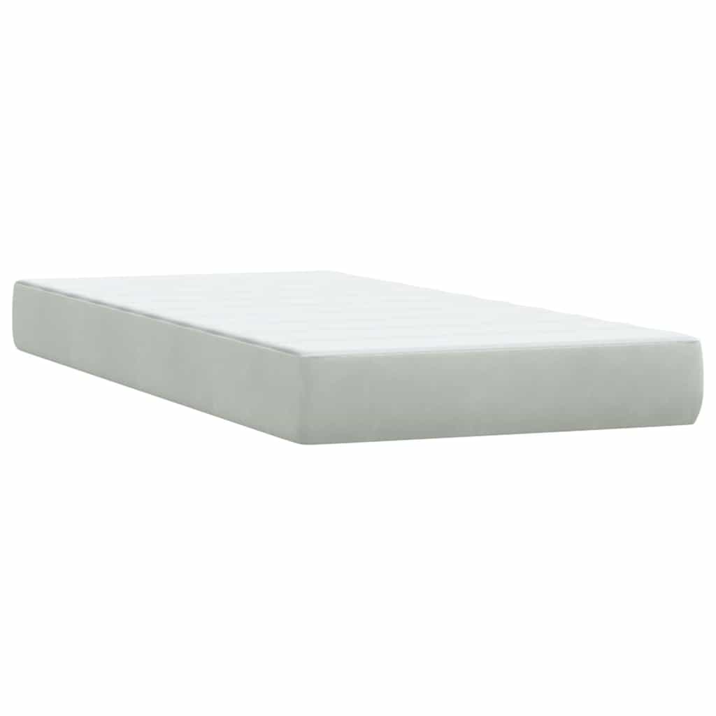 Box Spring κρεβάτι με στρώμα ανοιχτό γκρι 100x220 εκ. Βελούδινο - Pakobazaar