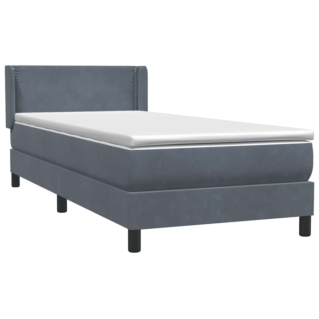 Box Spring Κρεβάτι με στρώμα Σκούρο γκρι 100x220 εκ. Βελούδινο