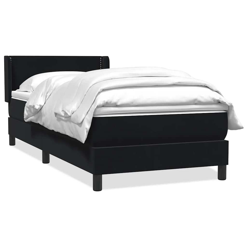 Box Spring Κρεβάτι με στρώμα Μαύρο 100x220 εκ. Βελούδινο - Pakobazaar