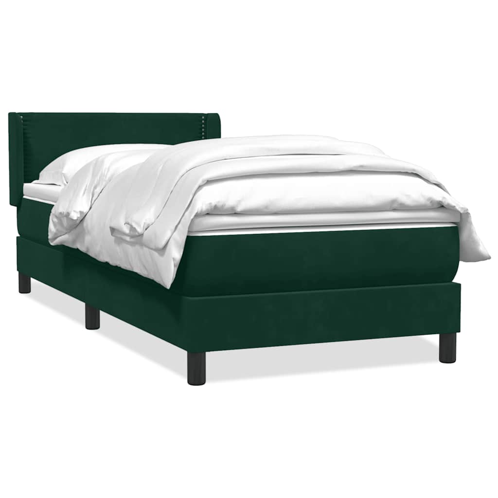 Box Spring κρεβάτι με στρώμα σκούρο πράσινο 100x220cm Βελούδινο