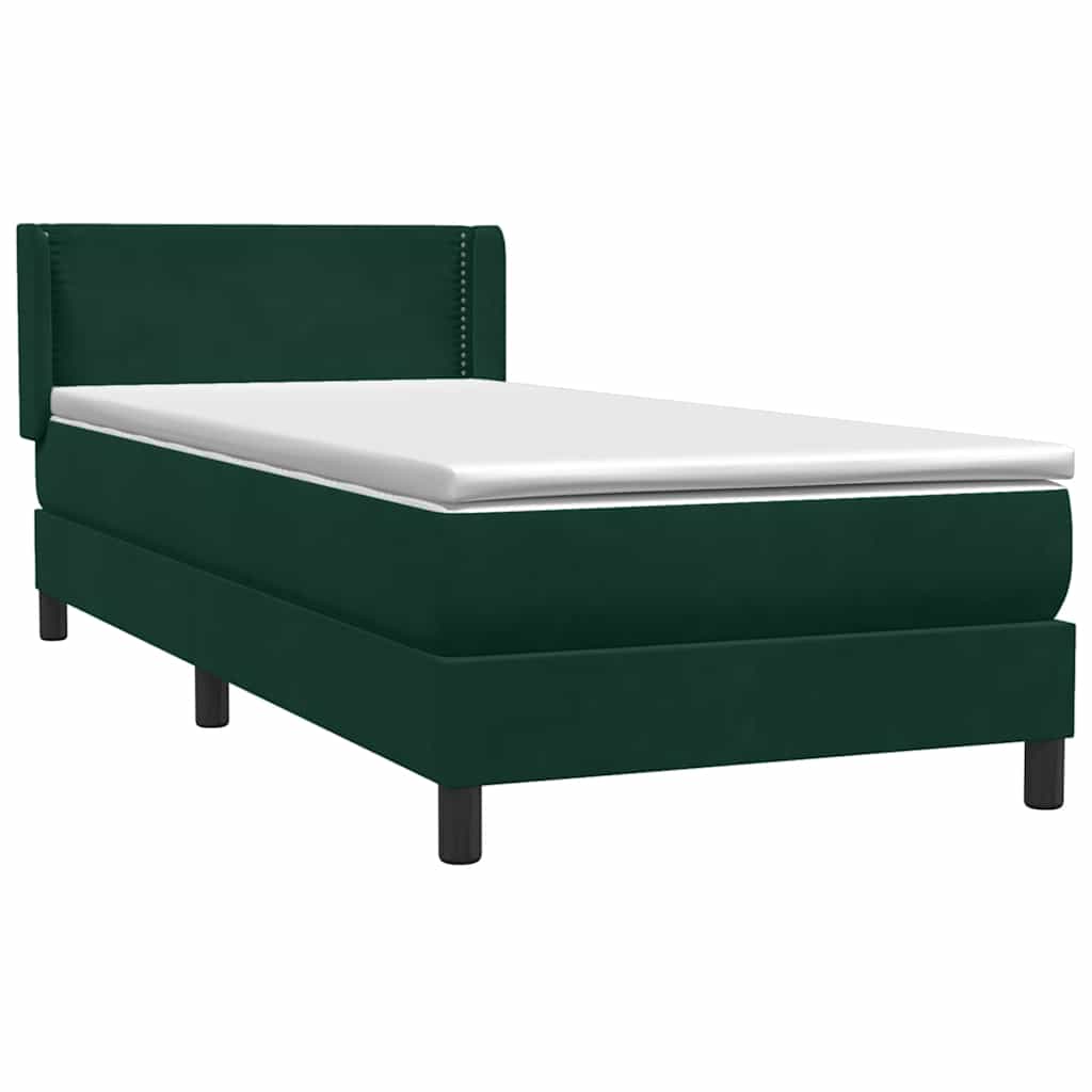 Box Spring κρεβάτι με στρώμα σκούρο πράσινο 100x220cm Βελούδινο