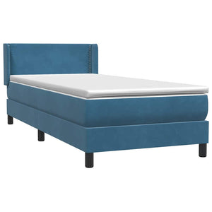 Box Spring κρεβάτι με στρώμα σκούρο μπλε 100x220 cm Βελούδινο - Pakobazaar