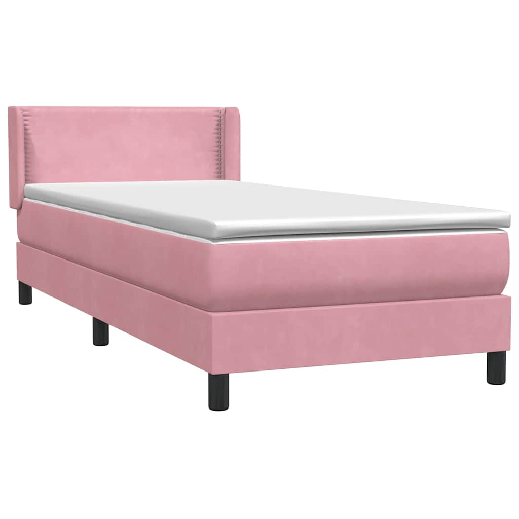 Box Spring κρεβάτι με στρώμα ροζ 100x220 cm Βελούδινο