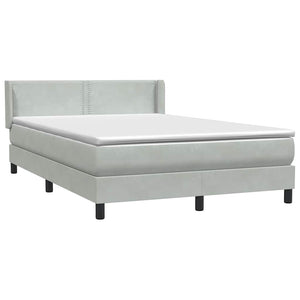 Κρεβάτι Boxspring με Στρώμα Ανοιχτό Γκρι 140x220 εκ. Βελούδινο - Pakobazaar