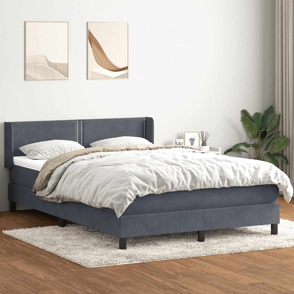 Box Spring Κρεβάτι με στρώμα Σκούρο γκρι 140x220 cm Βελούδινο