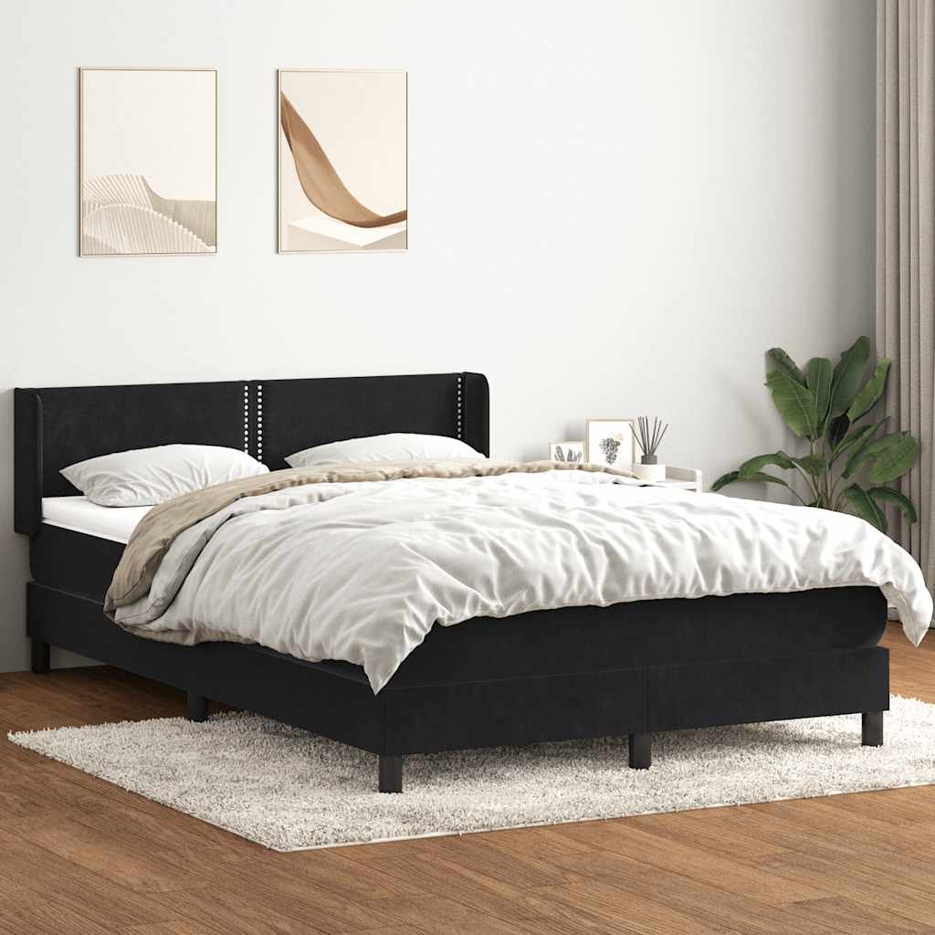 Box Spring Κρεβάτι με στρώμα Μαύρο 140x220 cm Βελούδινο - Pakobazaar