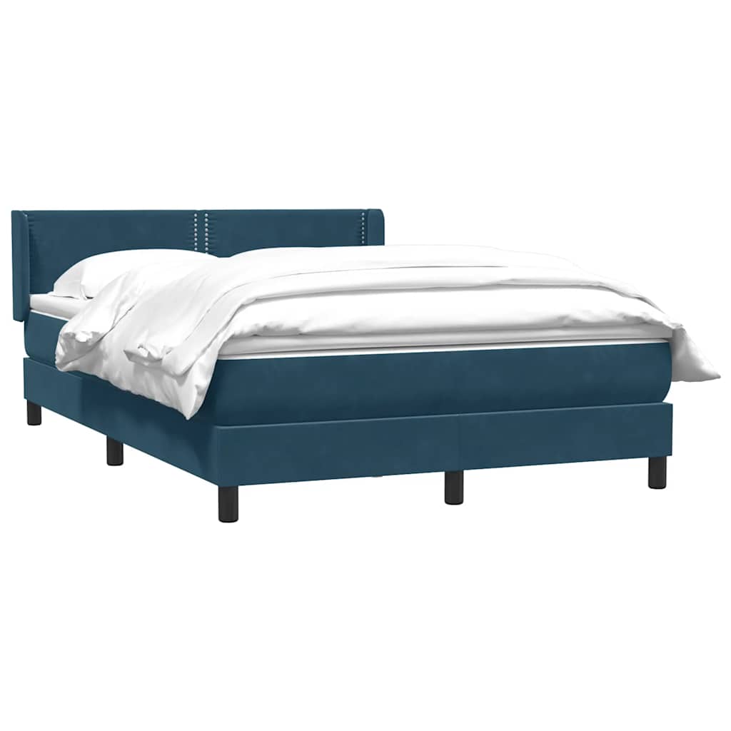 Box Spring κρεβάτι με στρώμα σκούρο μπλε 140x220 cm Βελούδινο - Pakobazaar