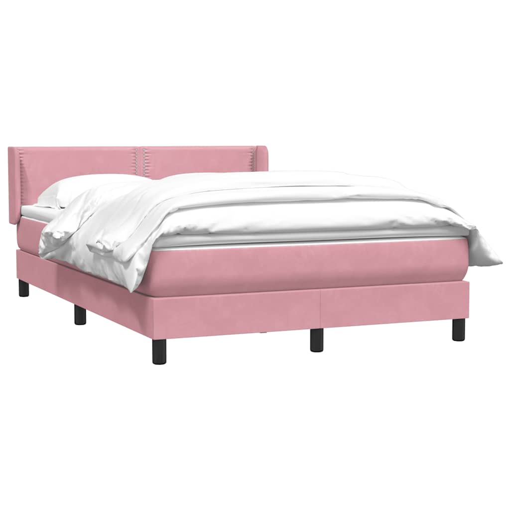 Box Spring κρεβάτι με στρώμα ροζ 140x220 cm Βελούδινο - Pakobazaar