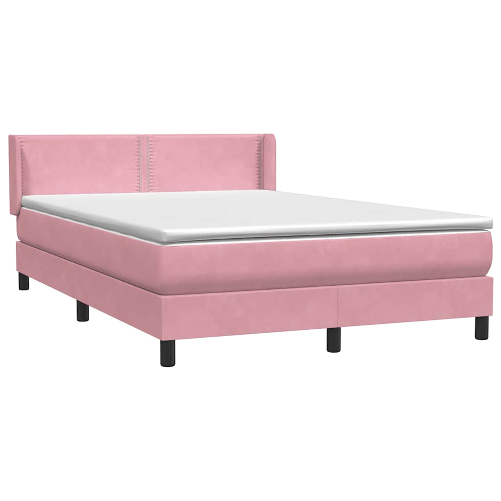 Box Spring κρεβάτι με στρώμα ροζ 140x220 cm Βελούδινο - Pakobazaar