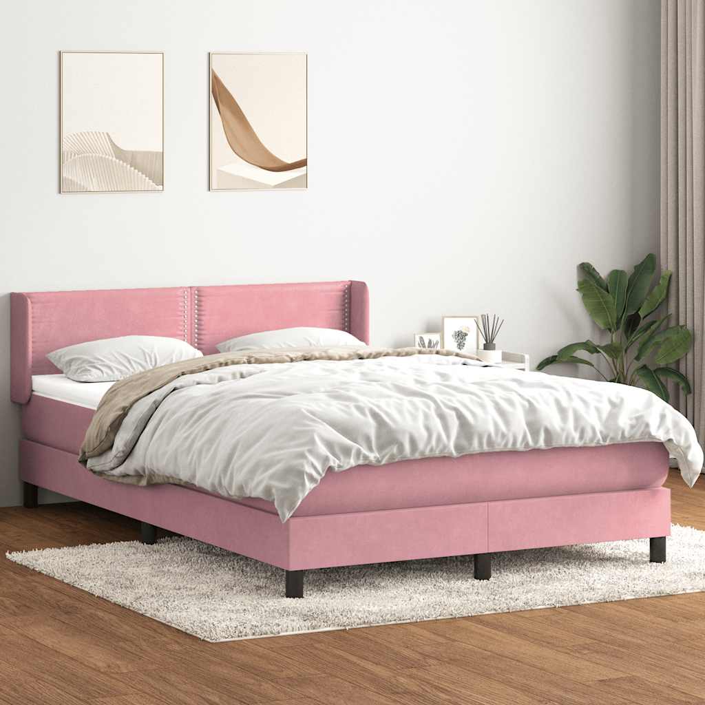 Box Spring κρεβάτι με στρώμα ροζ 160x220 cm Βελούδινο