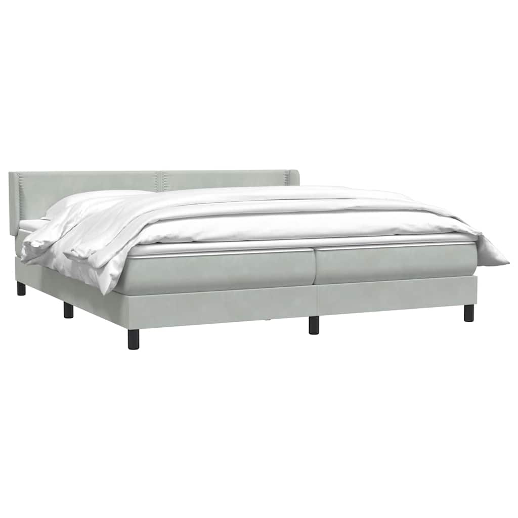 Box Spring κρεβάτι με στρώμα ανοιχτό γκρι 180x220 cm Βελούδινο