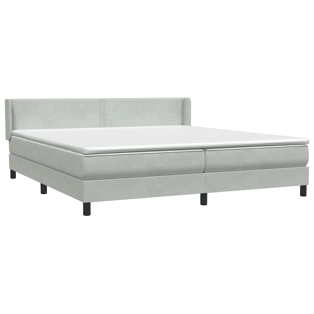 Box Spring κρεβάτι με στρώμα ανοιχτό γκρι 180x220 cm Βελούδινο