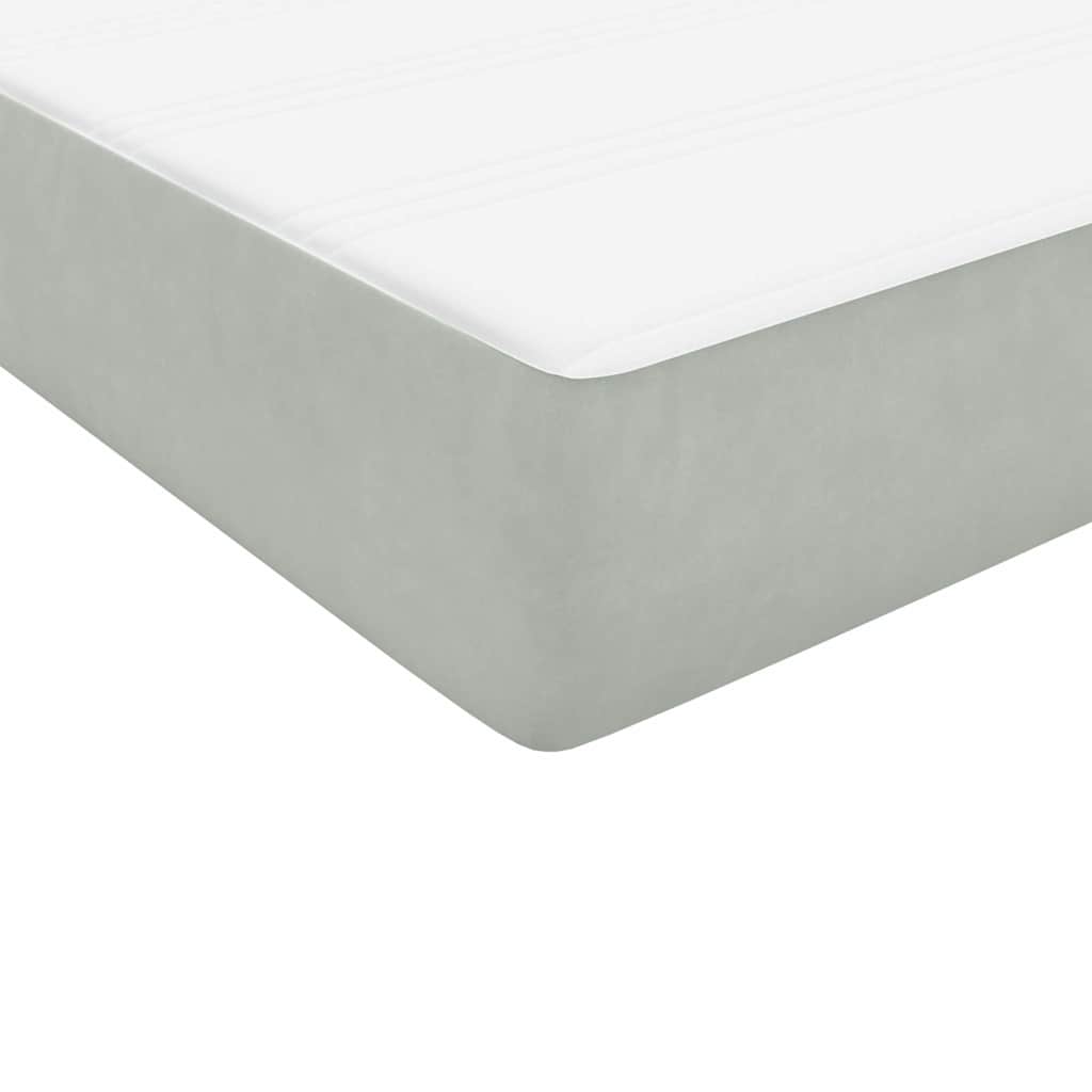 Box Spring κρεβάτι με στρώμα ανοιχτό γκρι 180x220 cm Βελούδινο