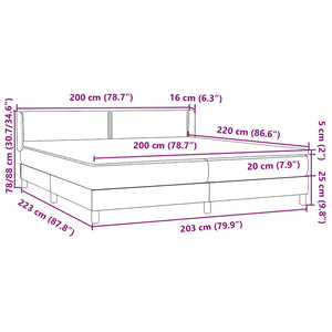 Box Spring κρεβάτι με στρώμα ανοιχτό γκρι 200x220 εκ. Βελούδινο - Pakobazaar