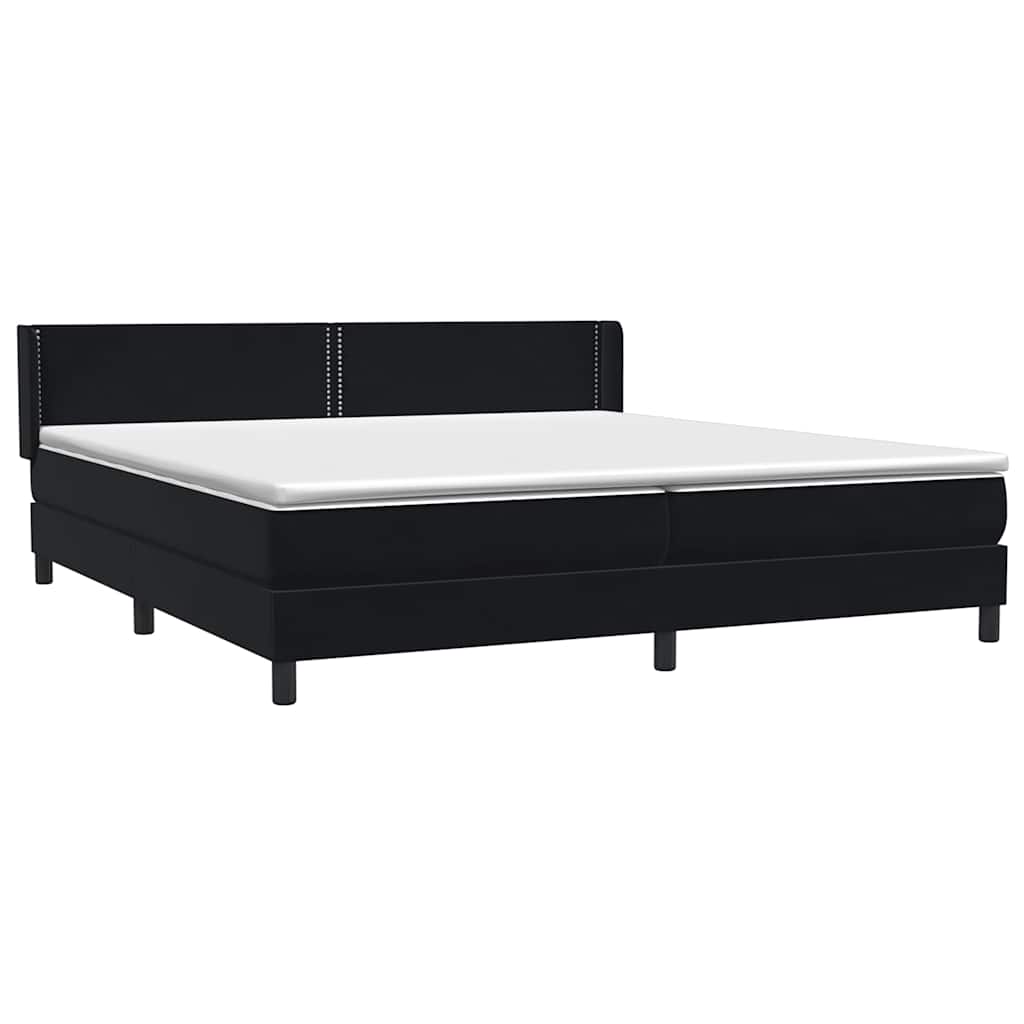 Box Spring Κρεβάτι με στρώμα Μαύρο 200x220 cm Βελούδινο