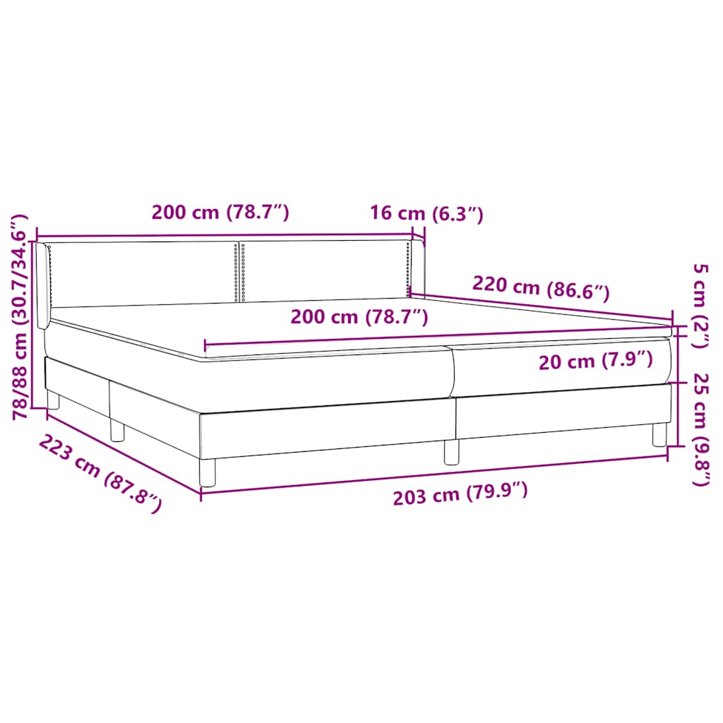 Box Spring Κρεβάτι με στρώμα Σκούρο πράσινο 200x220cm Βελούδινο - Pakobazaar